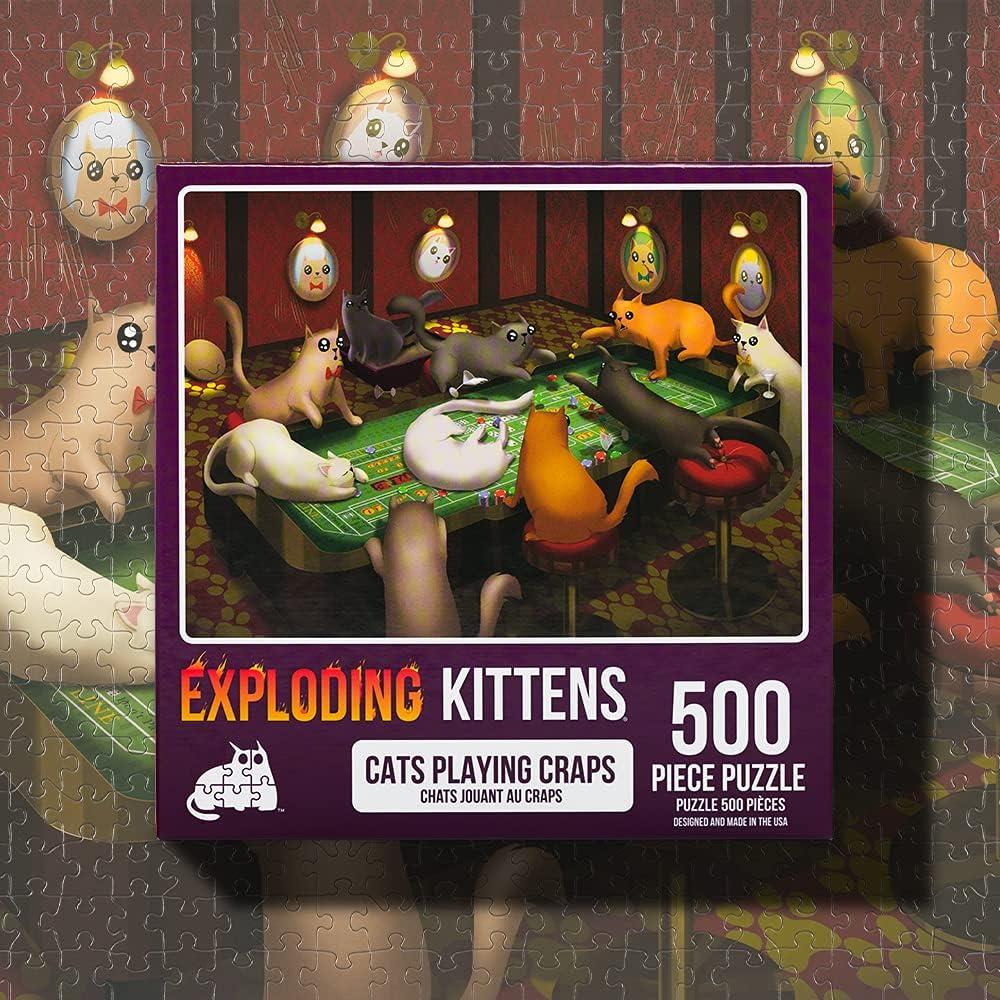 imageCat in The Mirror Jigsaw Puzzle by Exploding Kittens  1000 Pieces Ideal for Adults Teens and Kids  A Funny and Artistic CatThemed PuzzleCats Playing Craps  500 Piece