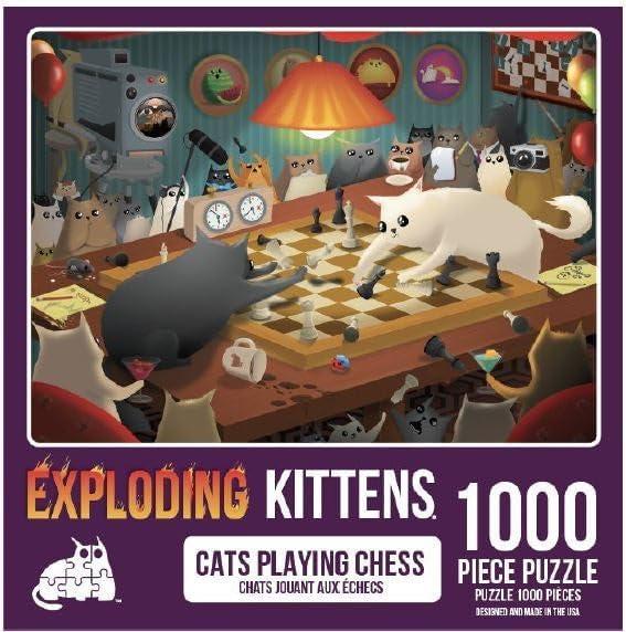 imageCat in The Mirror Jigsaw Puzzle by Exploding Kittens  1000 Pieces Ideal for Adults Teens and Kids  A Funny and Artistic CatThemed PuzzleCats Playing Chess  1000 Piece