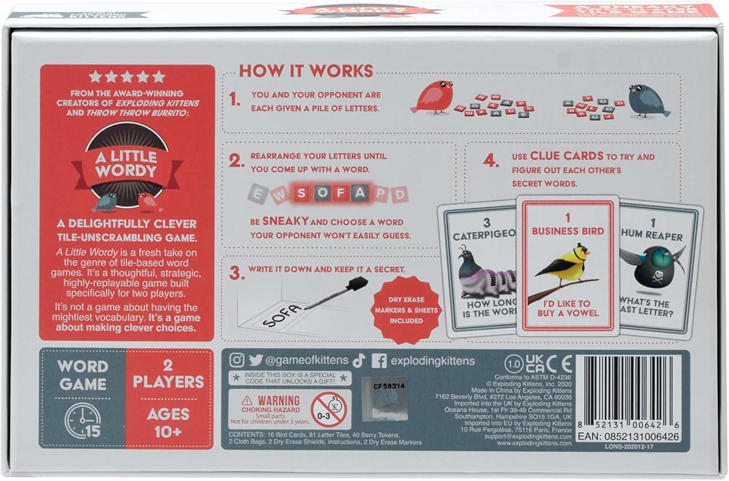 imageExploding Kittens A Little Wordy 2 Players  Ages 10  15 Minutes to Play  Letter Tile Word Game  Couples Game Date Night Game Adult and Teen Board Game