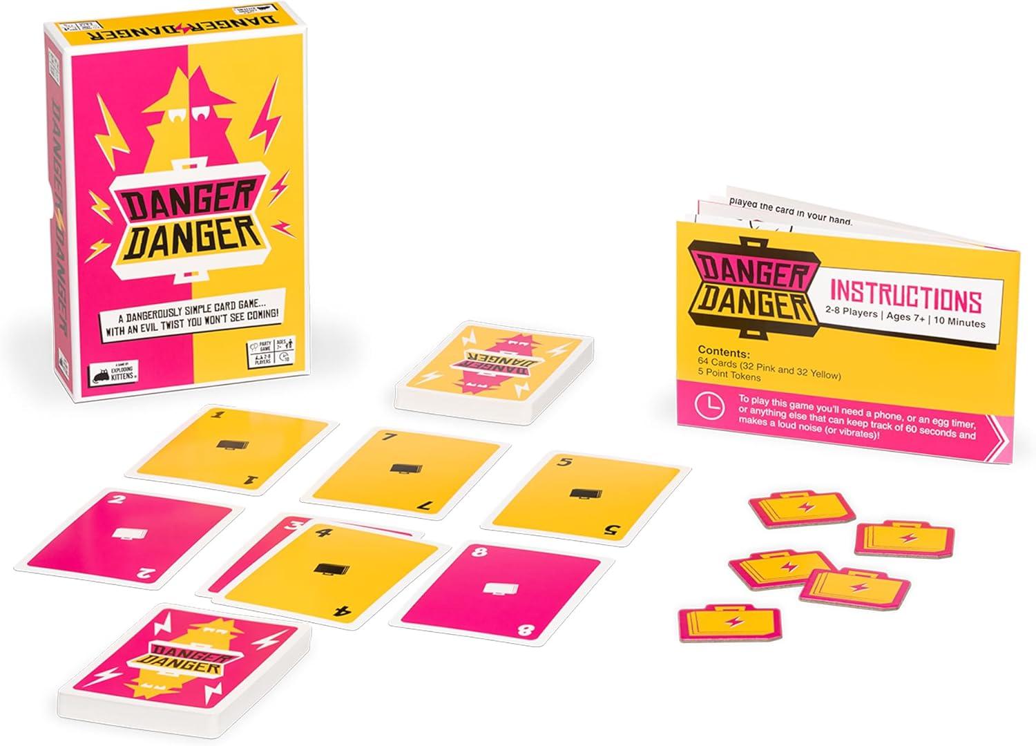 imageExploding Kittens Danger Danger 28 Players  Ages 7  10 Minutes to Play  Fast Paces Strategic Card Game  Party Game Family Game Night Kid and Adult Card Game