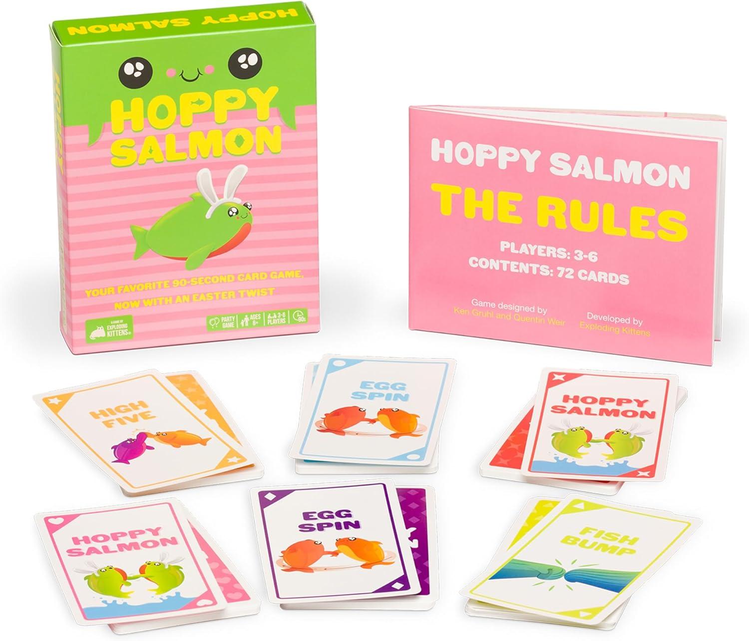 imageExploding Kittens Happy Salmon 38 Players  Ages 6  90 Second Rounds  Easy to Learn Quick Matching Card Game  Party Game Family Game Night Kid and Adult Card GameHoppy Salmon