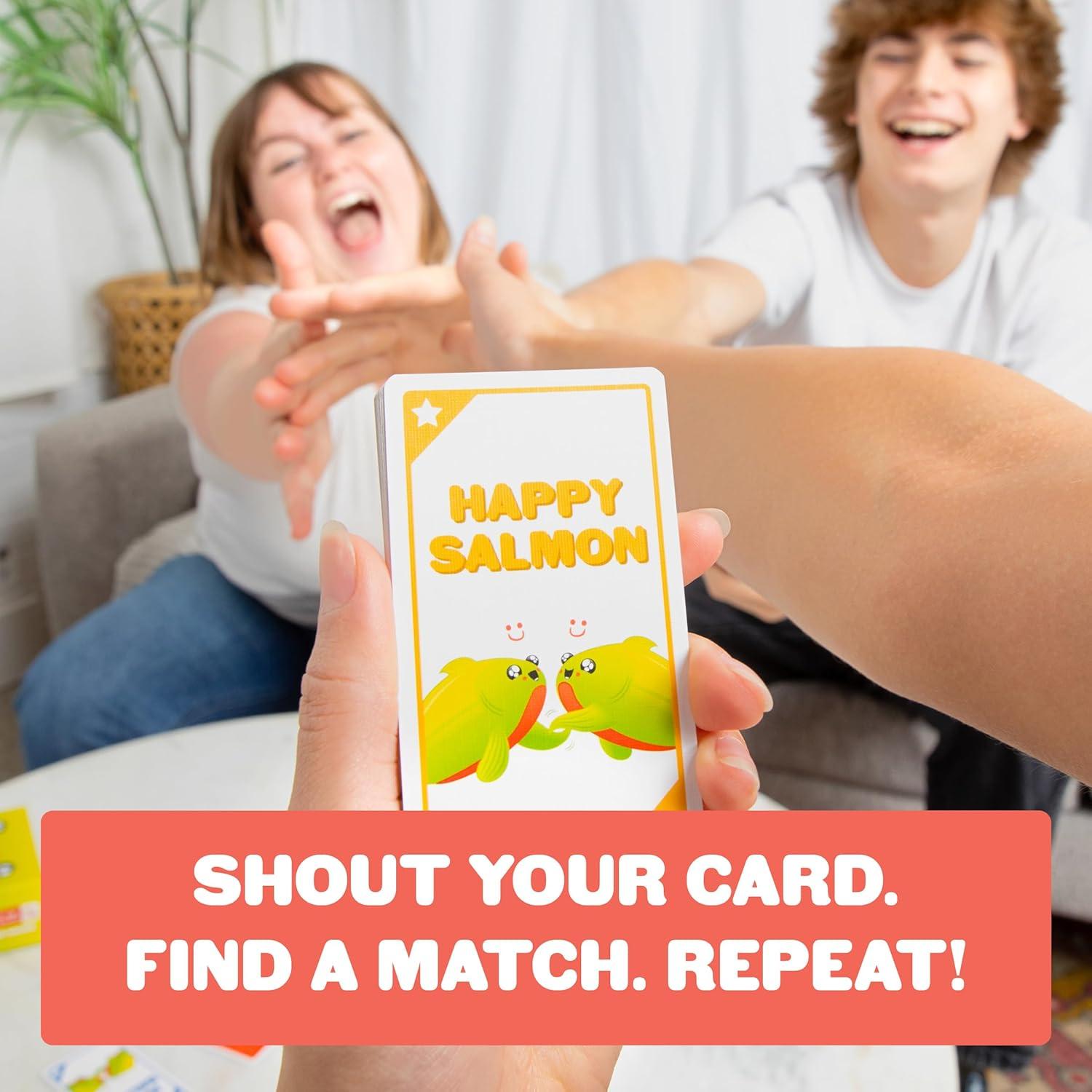 imageExploding Kittens Happy Salmon 38 Players  Ages 6  90 Second Rounds  Easy to Learn Quick Matching Card Game  Party Game Family Game Night Kid and Adult Card GameHappy Salmon Original