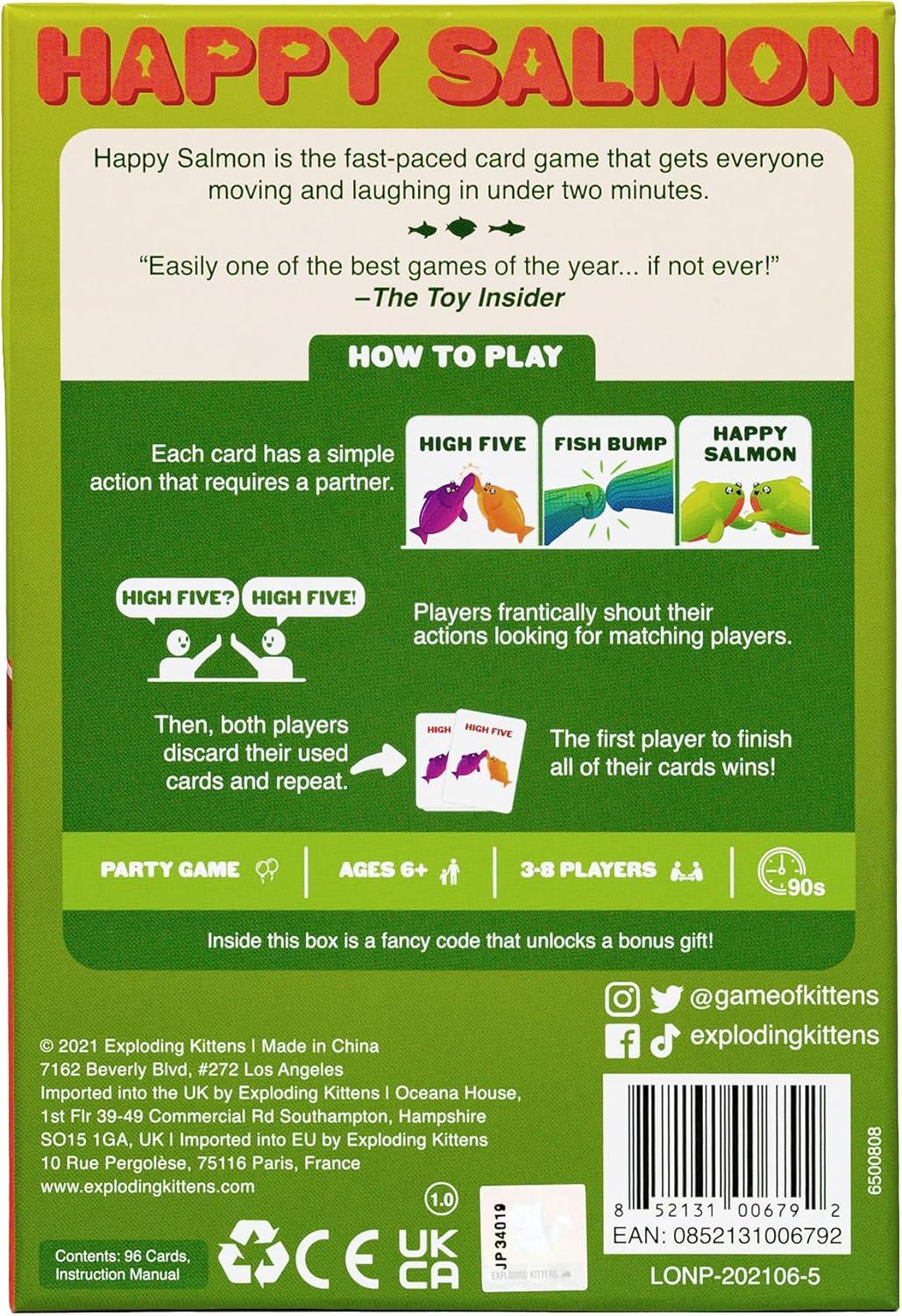 imageExploding Kittens Happy Salmon 38 Players  Ages 6  90 Second Rounds  Easy to Learn Quick Matching Card Game  Party Game Family Game Night Kid and Adult Card GameHappy Salmon Original