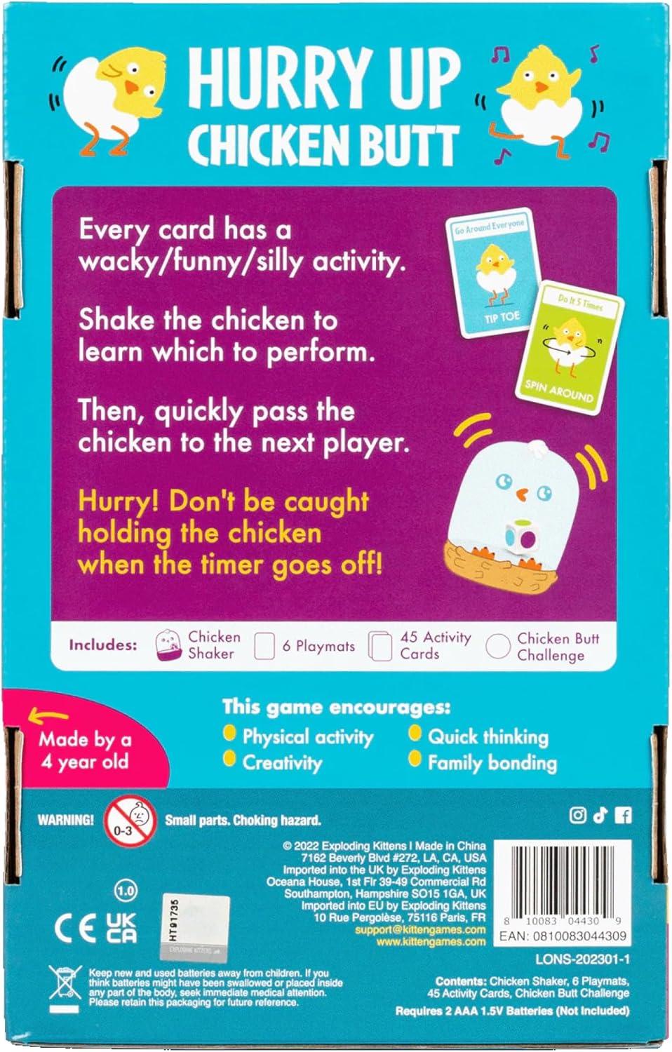 imageExploding Kittens Hurry Up Chicken Butt 26 Players  Ages 4  2 Minutes to Play  Hot Potato Style Card Game  Fun Card Game Family Game Night Creative Kids GameHurry Up Chicken Butt