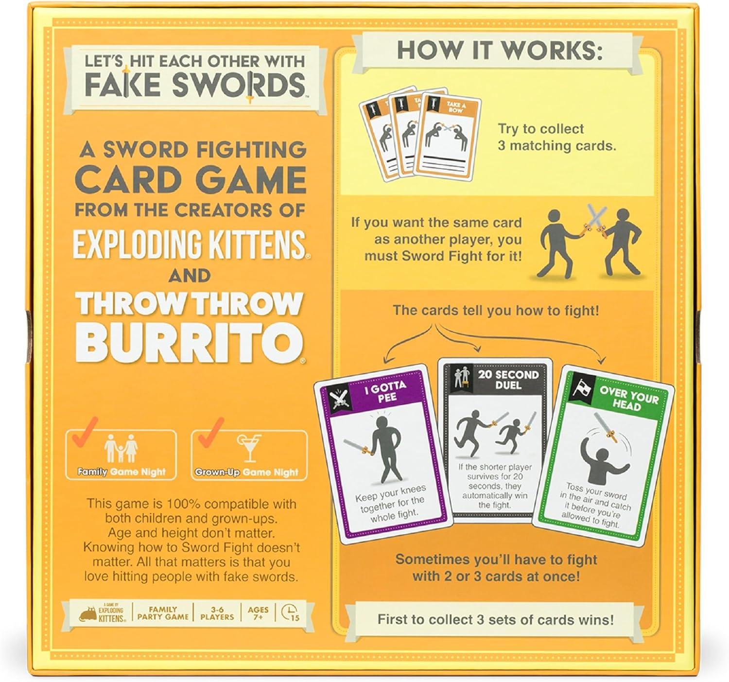 imageExploding Kittens Lets Hit Each Other with Fake Swords 36 Players  Ages 7  15 Minutes to Play  A Sword Fighting Card Game  Party Game Family Game Night Kid and Adult Card Game