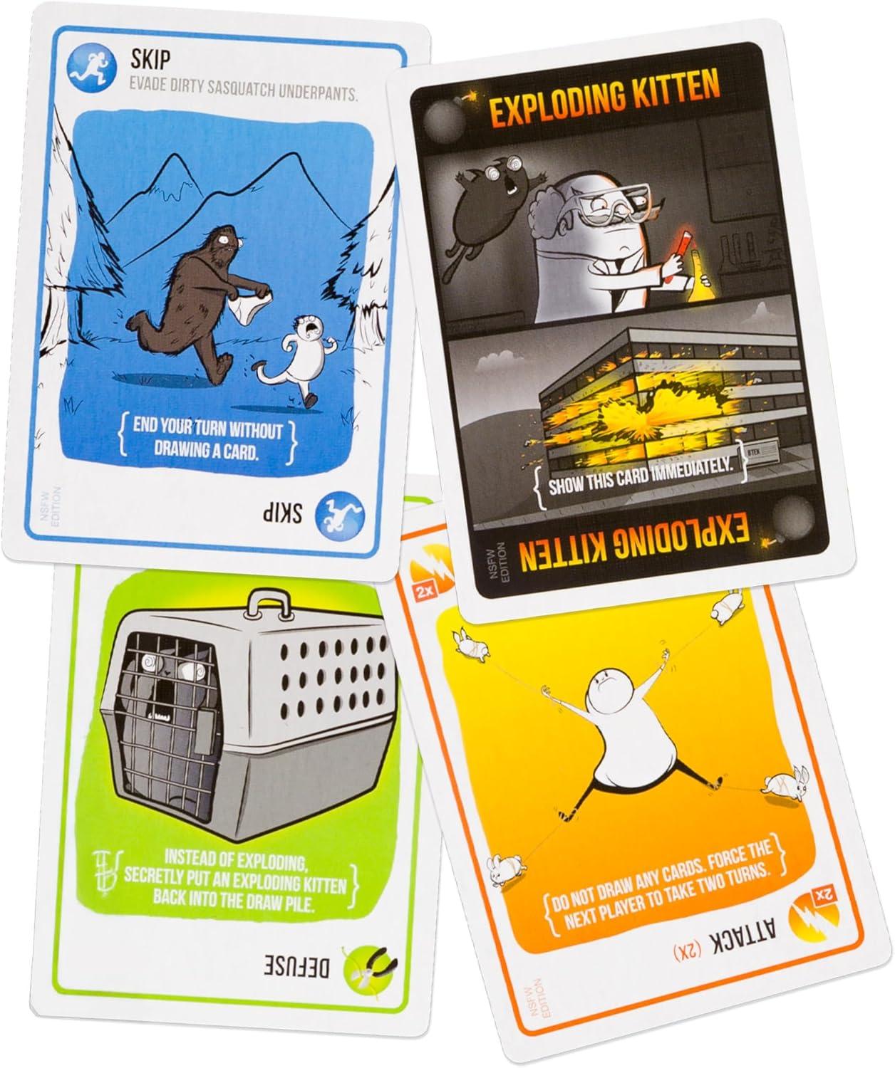 imageExploding Kittens Original Edition in Collectible Tin  Fun ampamp Hilarious Card Game for Kids and Adults Ideal for Party Family Game Night and Party 56 Cards IncludedNSFW Edition
