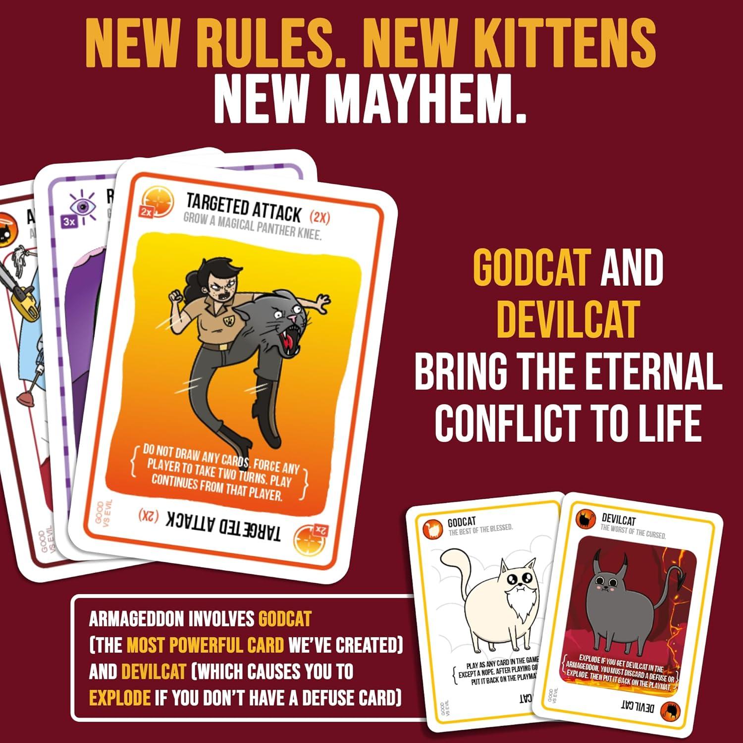 imageExploding Kittens Original Edition in Collectible Tin  Fun ampamp Hilarious Card Game for Kids and Adults Ideal for Party Family Game Night and Party 56 Cards IncludedGood vs Evil