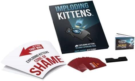 imageExploding Kittens Original Edition in Collectible Tin  Fun ampamp Hilarious Card Game for Kids and Adults Ideal for Party Family Game Night and Party 56 Cards IncludedExpansion Imploding Kittens