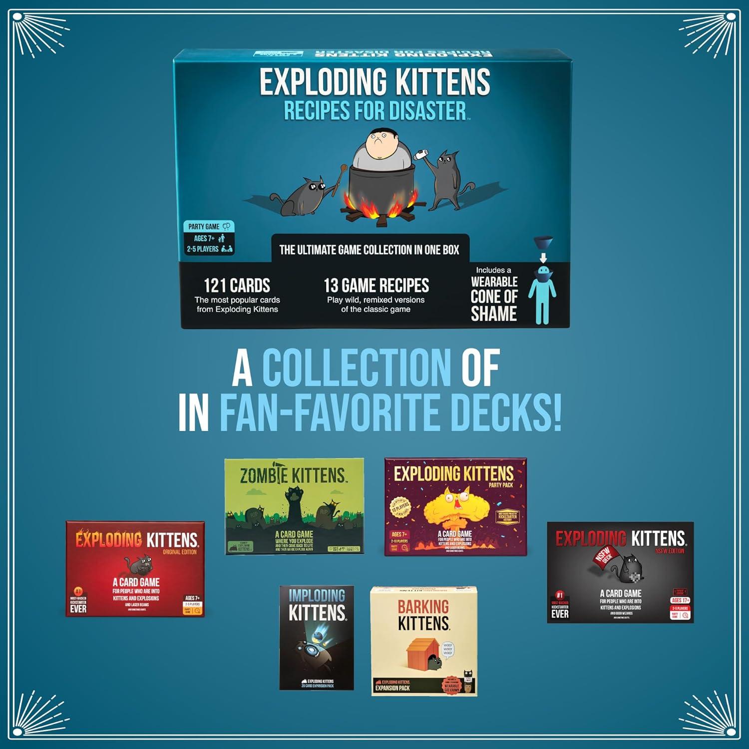 imageExploding Kittens Original Edition in Collectible Tin  Fun ampamp Hilarious Card Game for Kids and Adults Ideal for Party Family Game Night and Party 56 Cards IncludedRecipes for Disaster