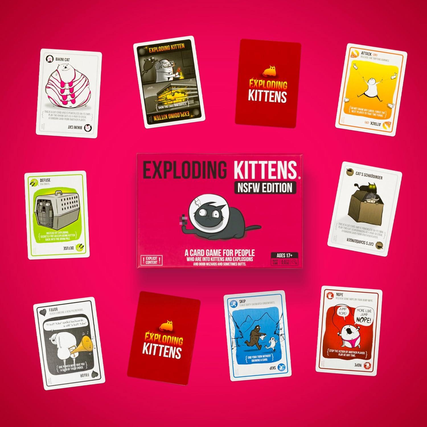 imageExploding Kittens Original Edition in Collectible Tin  Fun ampamp Hilarious Card Game for Kids and Adults Ideal for Party Family Game Night and Party 56 Cards IncludedNSFW Edition