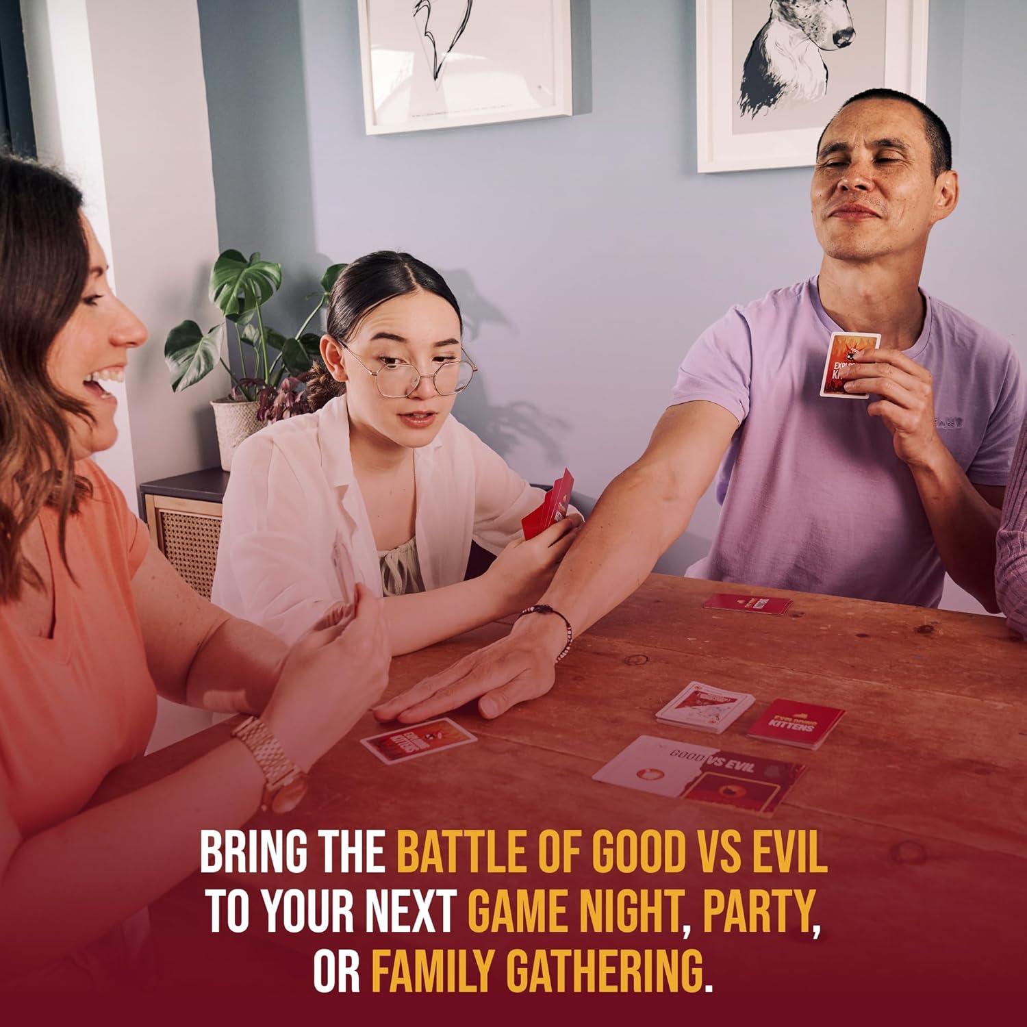 imageExploding Kittens Original Edition in Collectible Tin  Fun ampamp Hilarious Card Game for Kids and Adults Ideal for Party Family Game Night and Party 56 Cards IncludedGood vs Evil