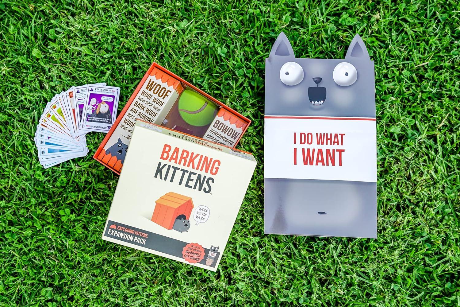imageExploding Kittens Original Edition in Collectible Tin  Fun ampamp Hilarious Card Game for Kids and Adults Ideal for Party Family Game Night and Party 56 Cards IncludedExpansion Barking Kittens