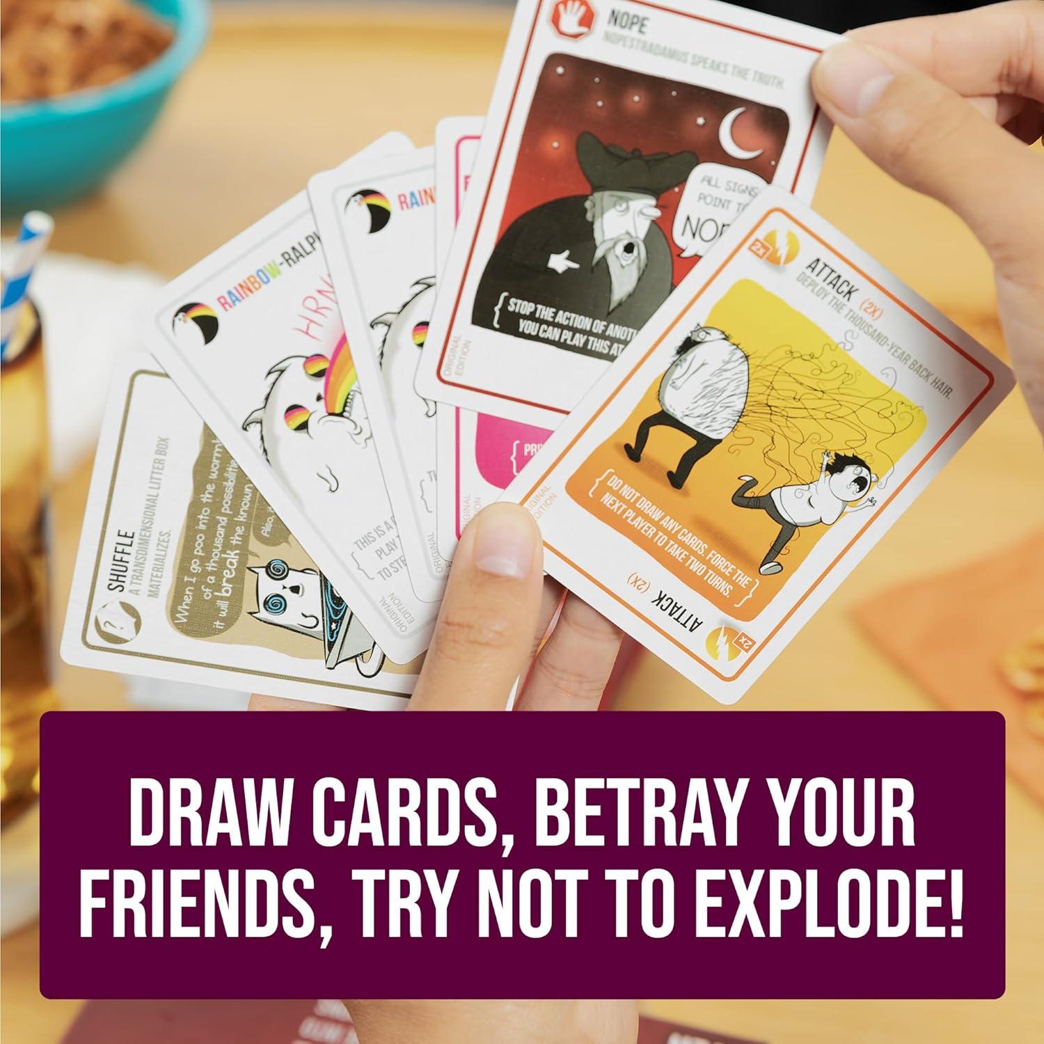 imageExploding Kittens Original Edition in Collectible Tin  Fun ampamp Hilarious Card Game for Kids and Adults Ideal for Party Family Game Night and Party 56 Cards IncludedLarger Party Edition