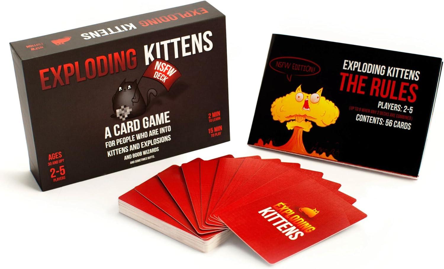 imageExploding Kittens Original Edition in Collectible Tin  Fun ampamp Hilarious Card Game for Kids and Adults Ideal for Party Family Game Night and Party 56 Cards IncludedNSFW Edition