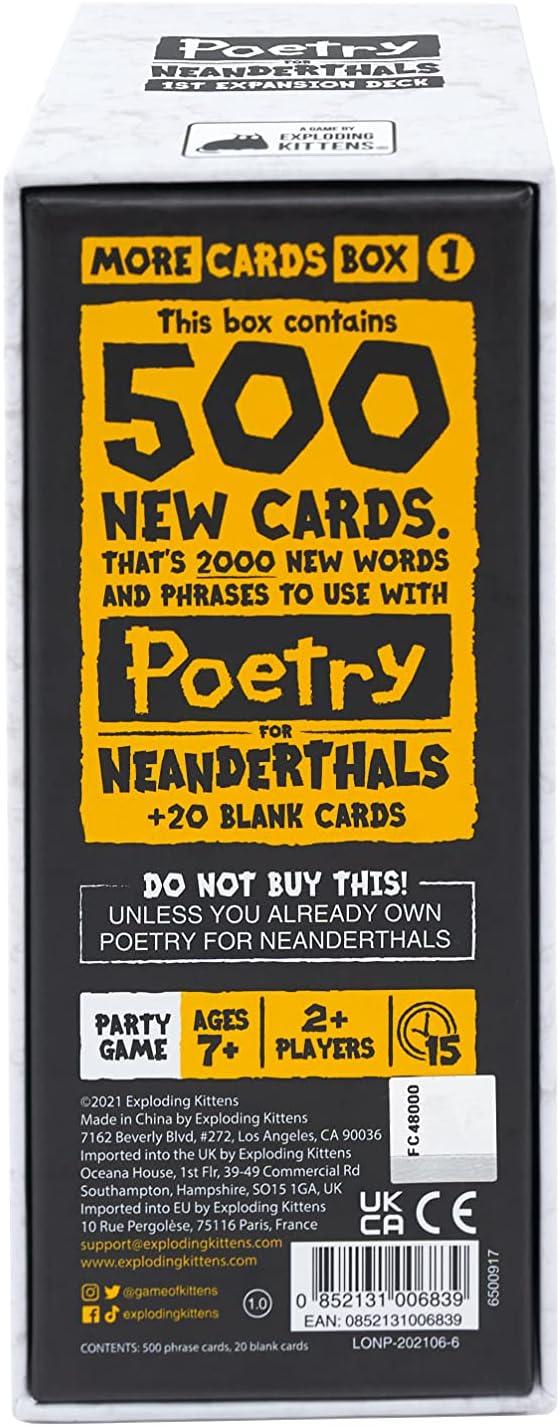 imageExploding Kittens Poetry for Neanderthals 2 Players  Ages 7  15 Minutes to Play  Competitive Word Guessing Game  Party Game Family Game Night Kid and Adult Card GameExpansion Pack