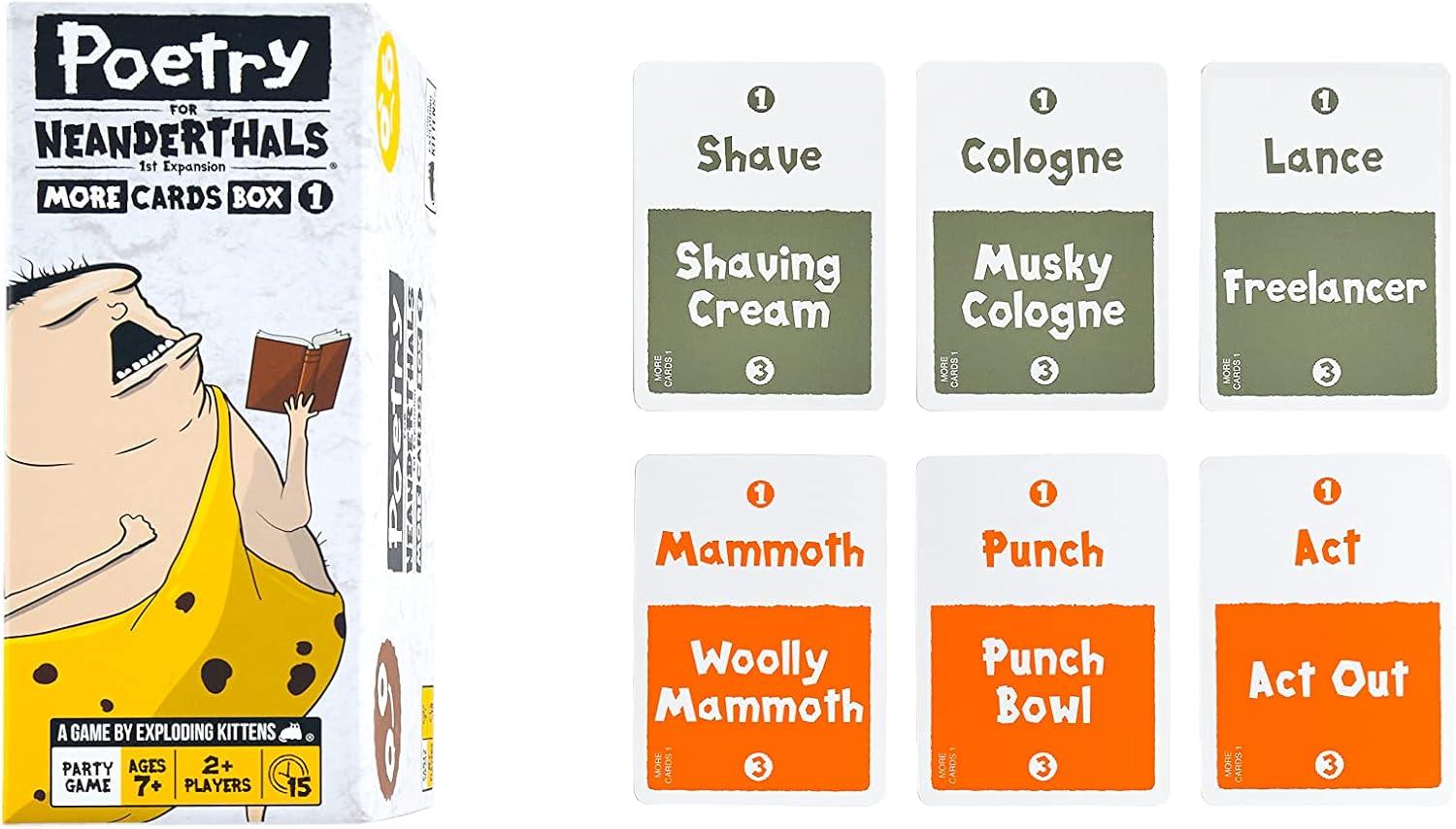 imageExploding Kittens Poetry for Neanderthals 2 Players  Ages 7  15 Minutes to Play  Competitive Word Guessing Game  Party Game Family Game Night Kid and Adult Card GameExpansion Pack