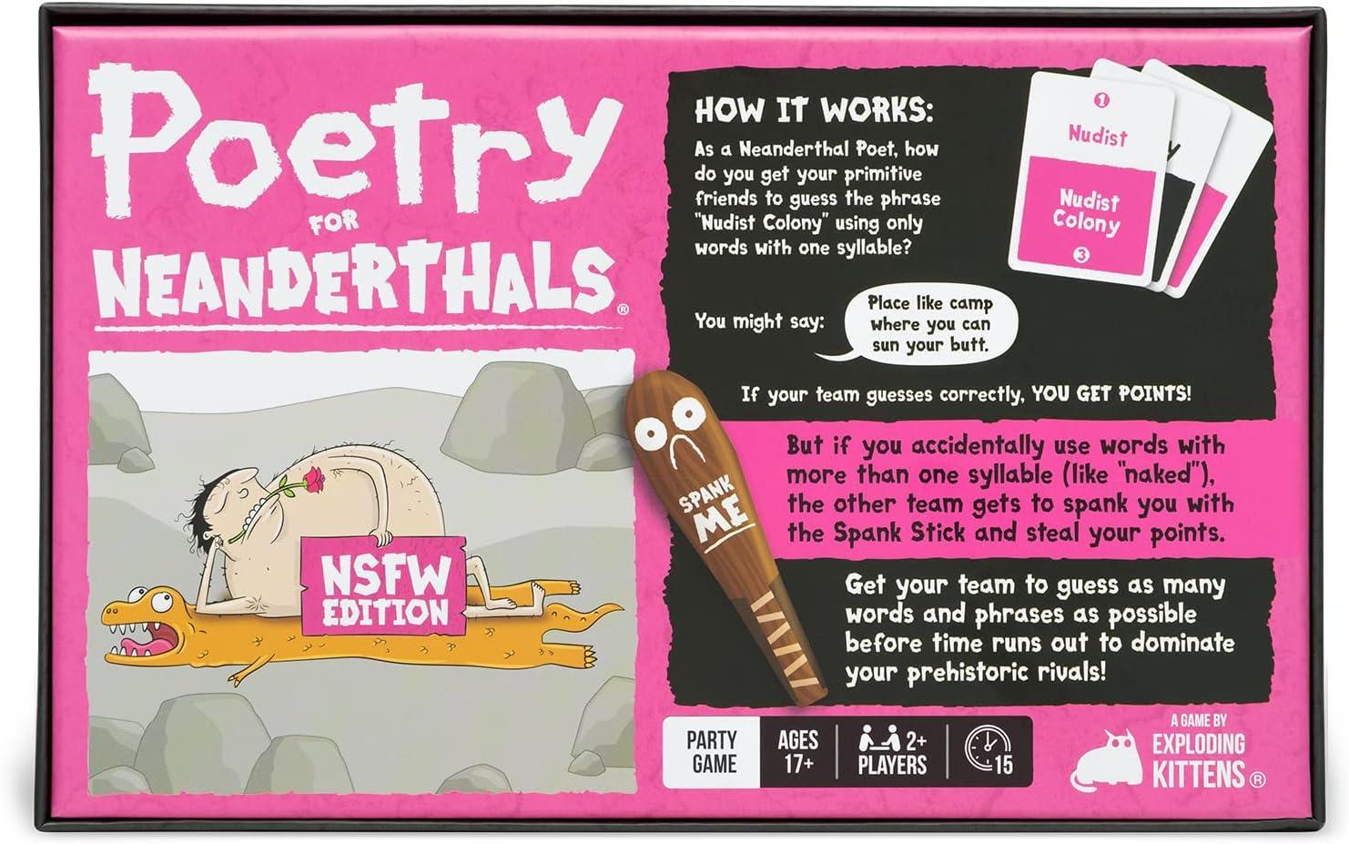 imageExploding Kittens Poetry for Neanderthals 2 Players  Ages 7  15 Minutes to Play  Competitive Word Guessing Game  Party Game Family Game Night Kid and Adult Card GameNSFW Edition