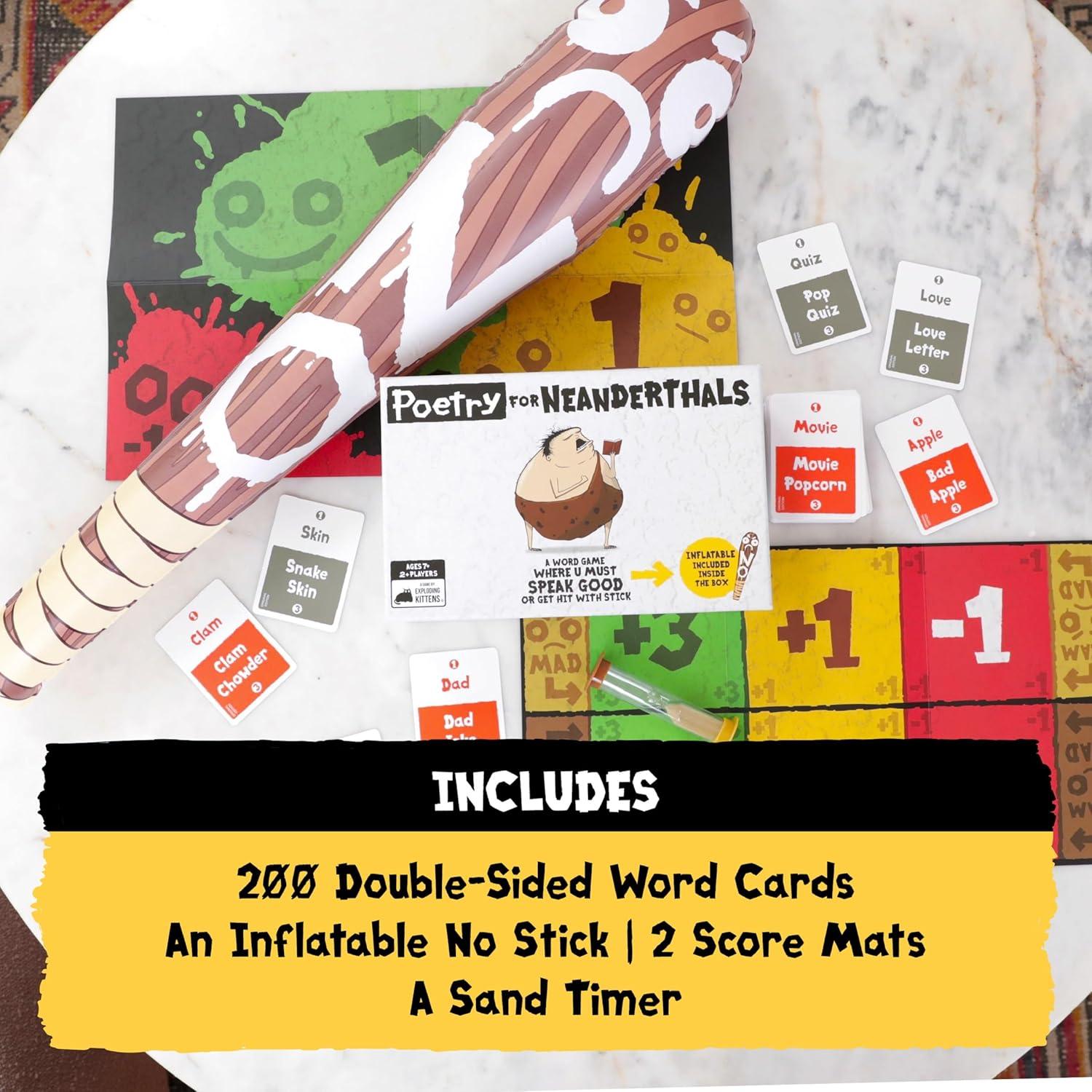 imageExploding Kittens Poetry for Neanderthals 2 Players  Ages 7  15 Minutes to Play  Competitive Word Guessing Game  Party Game Family Game Night Kid and Adult Card GamePoetry for Neanderthals