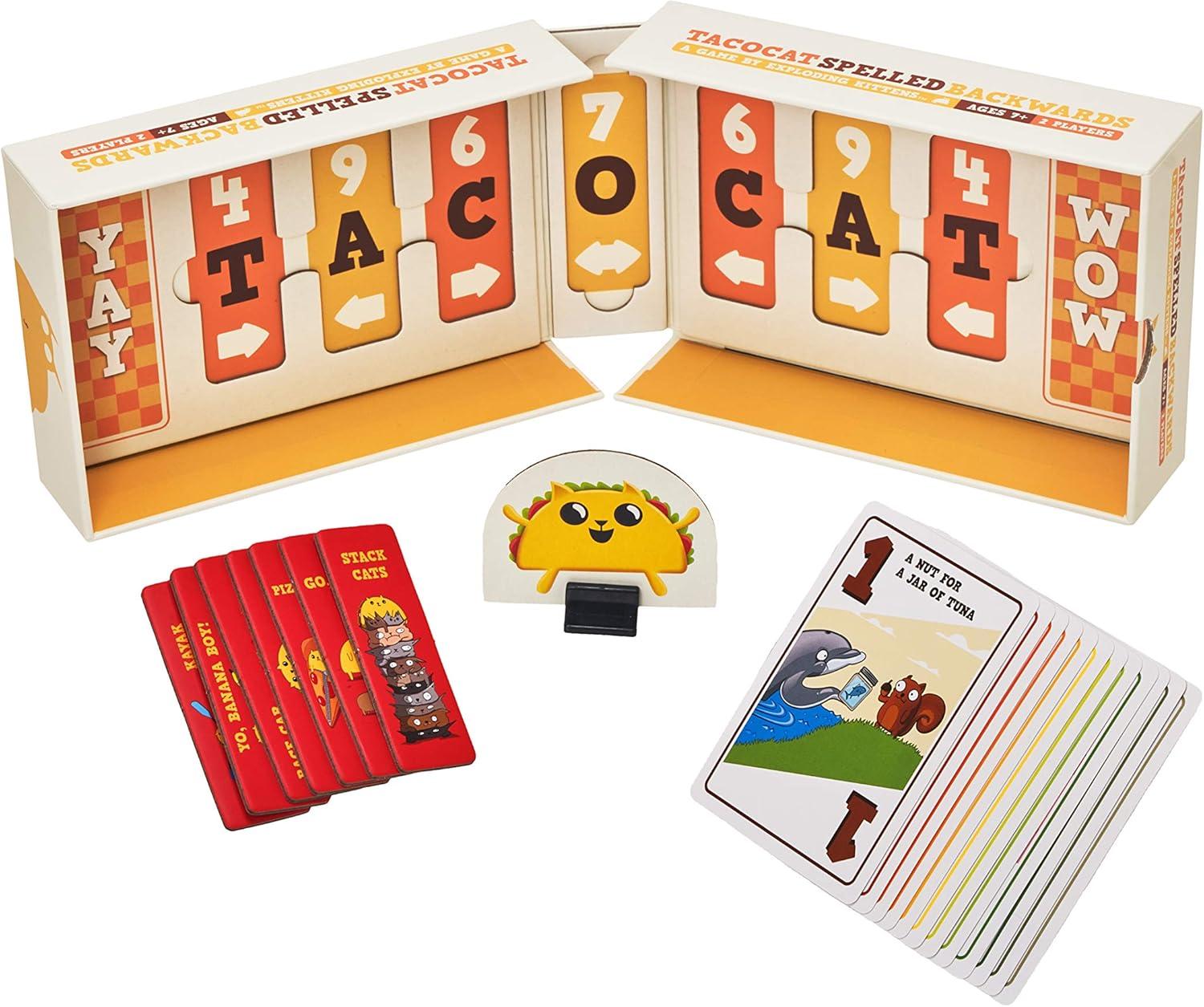 imageExploding Kittens Tacocat Spelled Backwards 2 Players  Ages 7  15 Minutes to Play  Clever Family Board Game  Couples Game Family Game Night Kid and Adult Board GameSmall to Medium