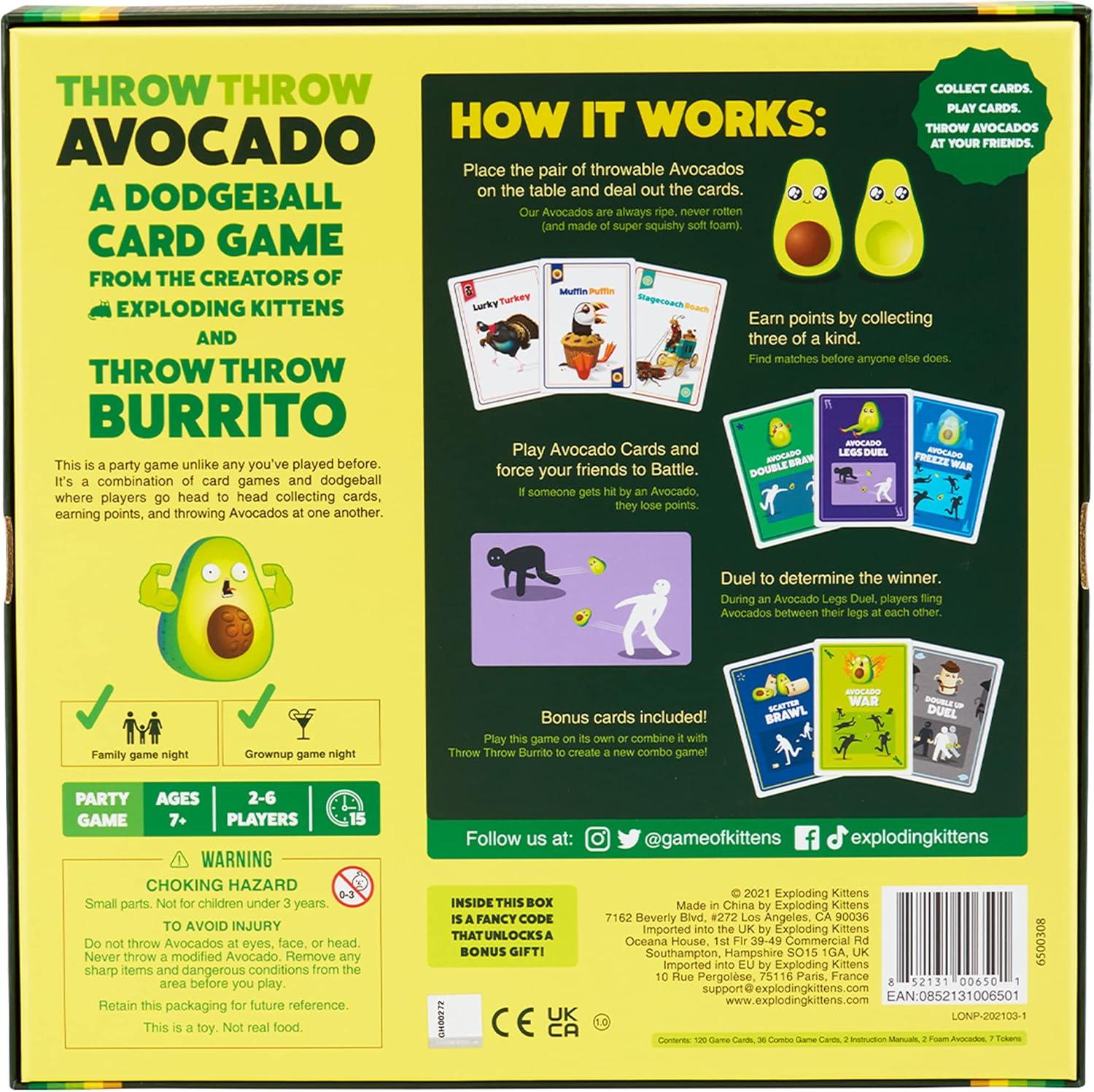 imageExploding Kittens Throw Throw Burrito Extreme Outdoor Edition 26 Players  Ages 7  15 Minutes to Play  Jumbo Dodgeball Card Game  Party Game Family Game Night Kid and Adult Card GameThrow Throw Avocado