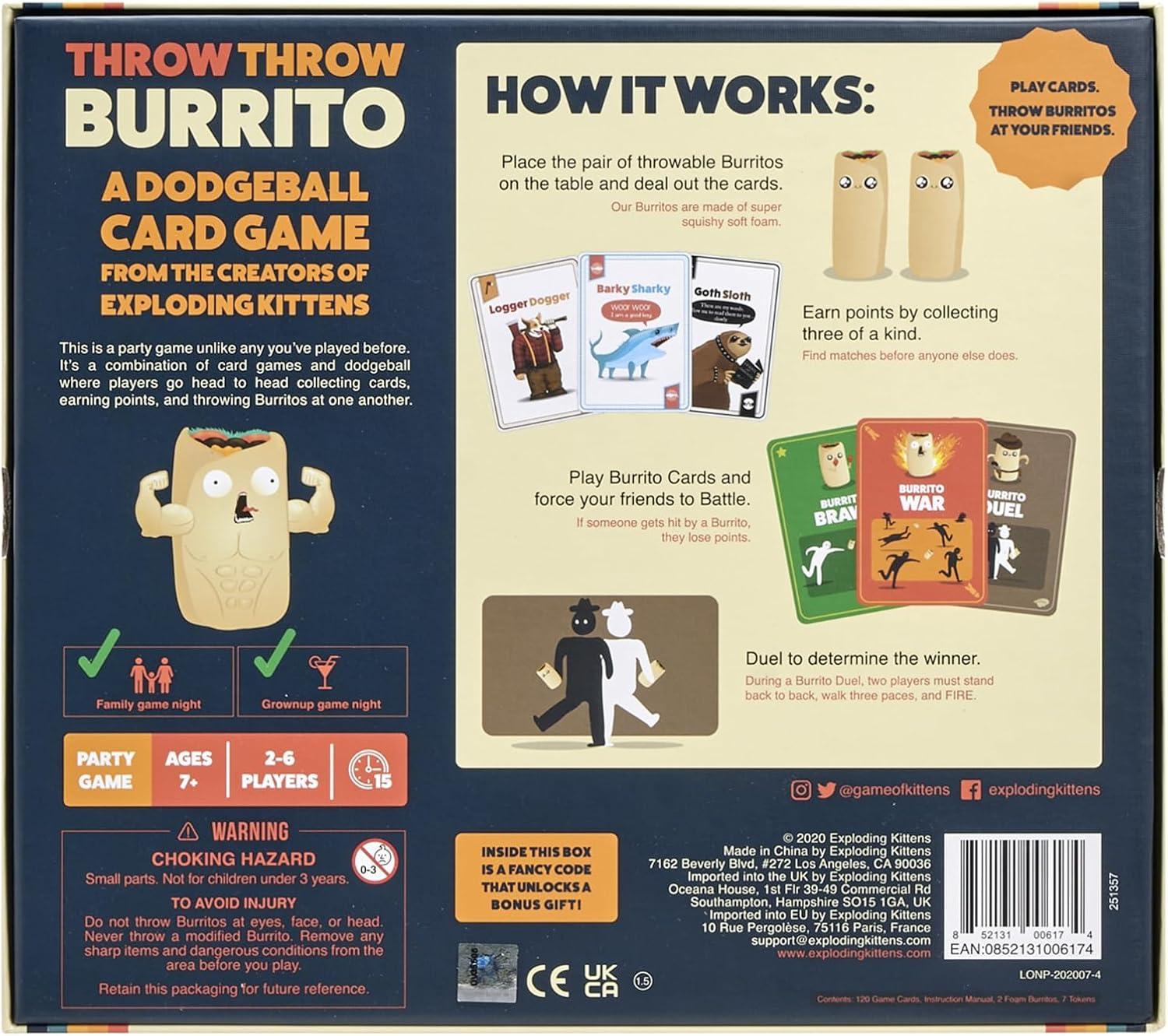imageExploding Kittens Throw Throw Burrito Extreme Outdoor Edition 26 Players  Ages 7  15 Minutes to Play  Jumbo Dodgeball Card Game  Party Game Family Game Night Kid and Adult Card GameOriginal Edition