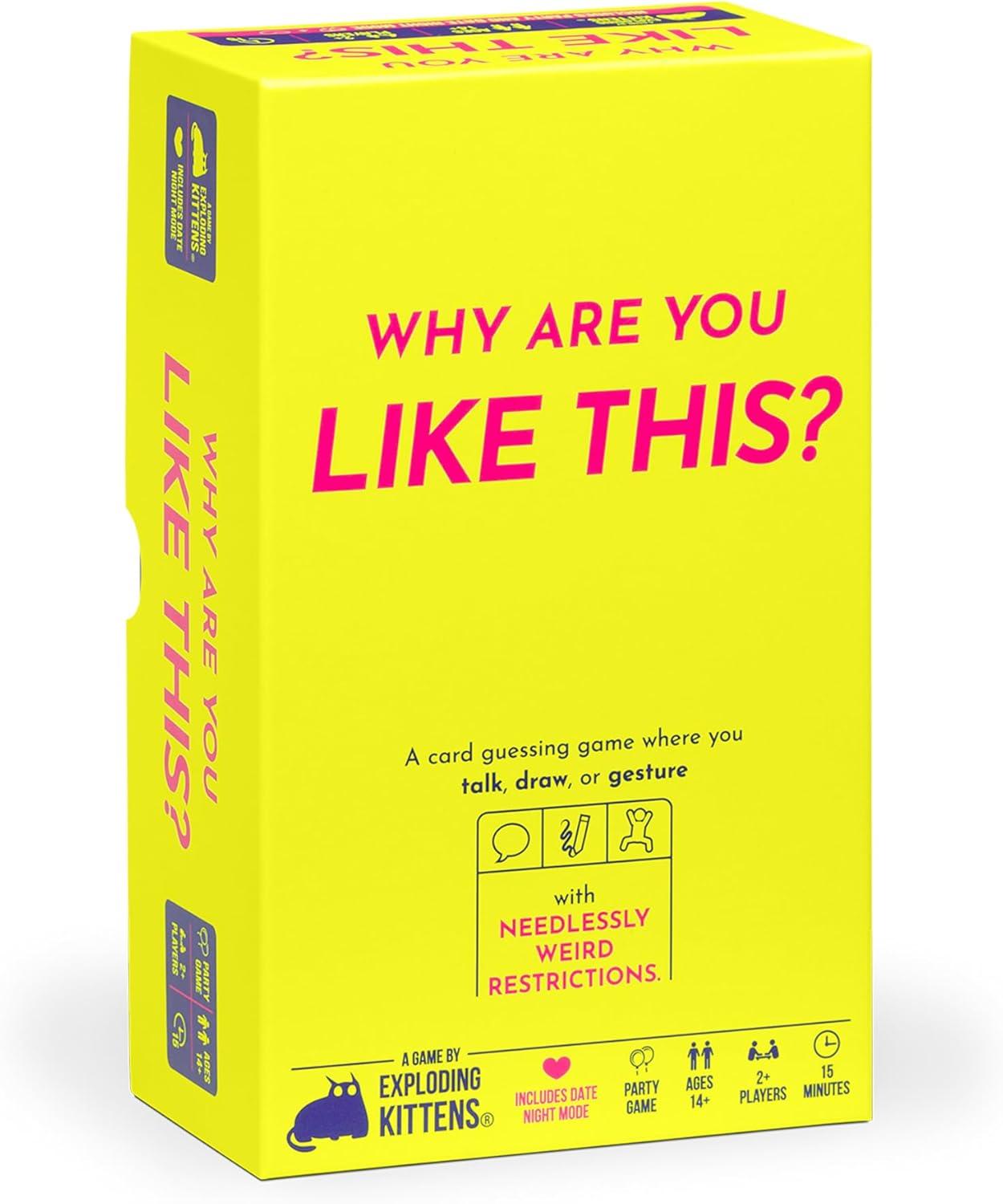 imageExploding Kittens Why are You Like This 2 Players  Ages 14  15 Minutes to Play  Talking Drawing ampamp Gesturing Guessing  Party Family Date Night Couples Game