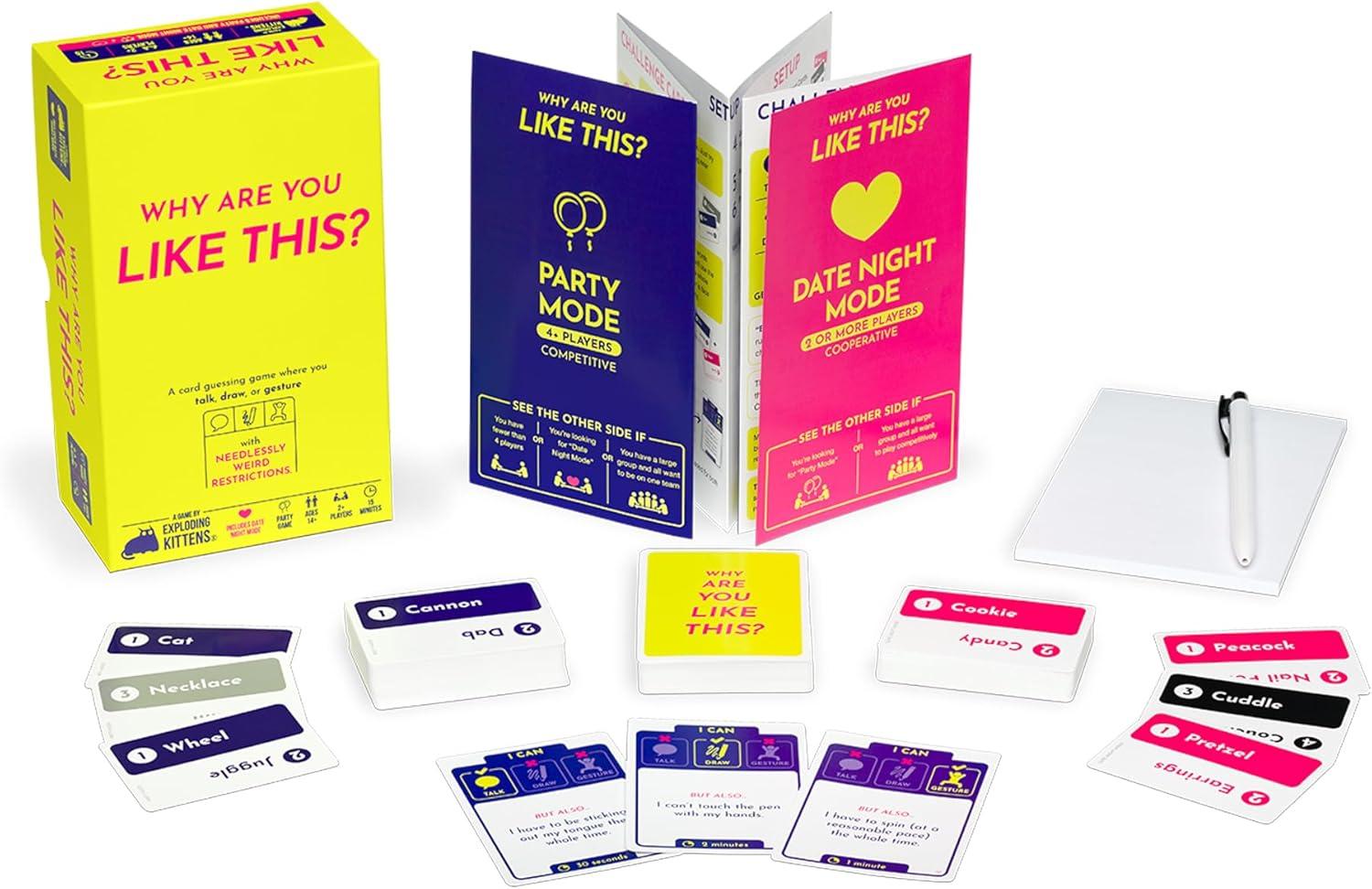 imageExploding Kittens Why are You Like This 2 Players  Ages 14  15 Minutes to Play  Talking Drawing ampamp Gesturing Guessing  Party Family Date Night Couples Game