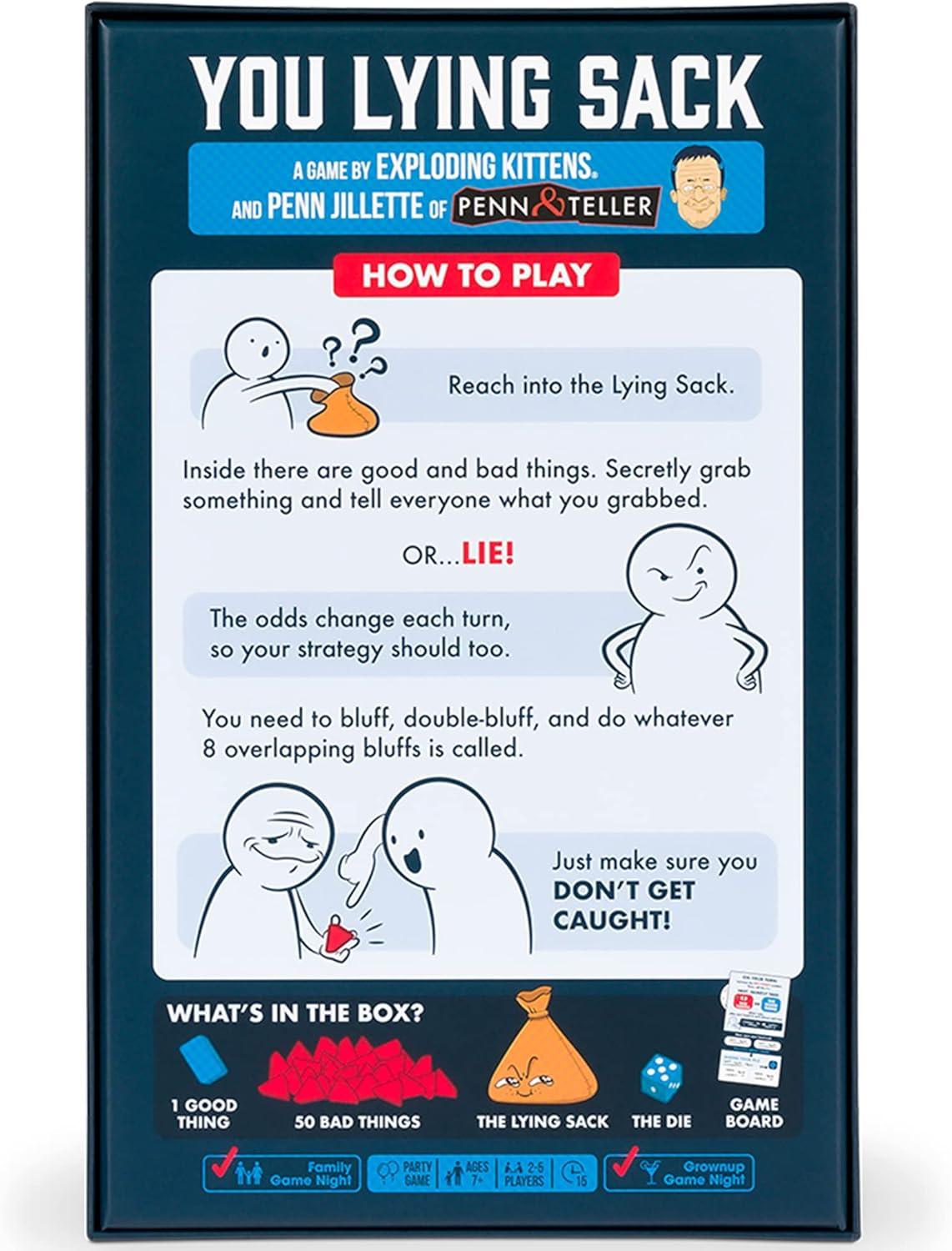 imageExploding Kittens You Lying Sack 25 Players  Ages 7  15 Minutes to Play  Bluffing Board Game  Party Game Family Game Night Kid and Adult Board Game