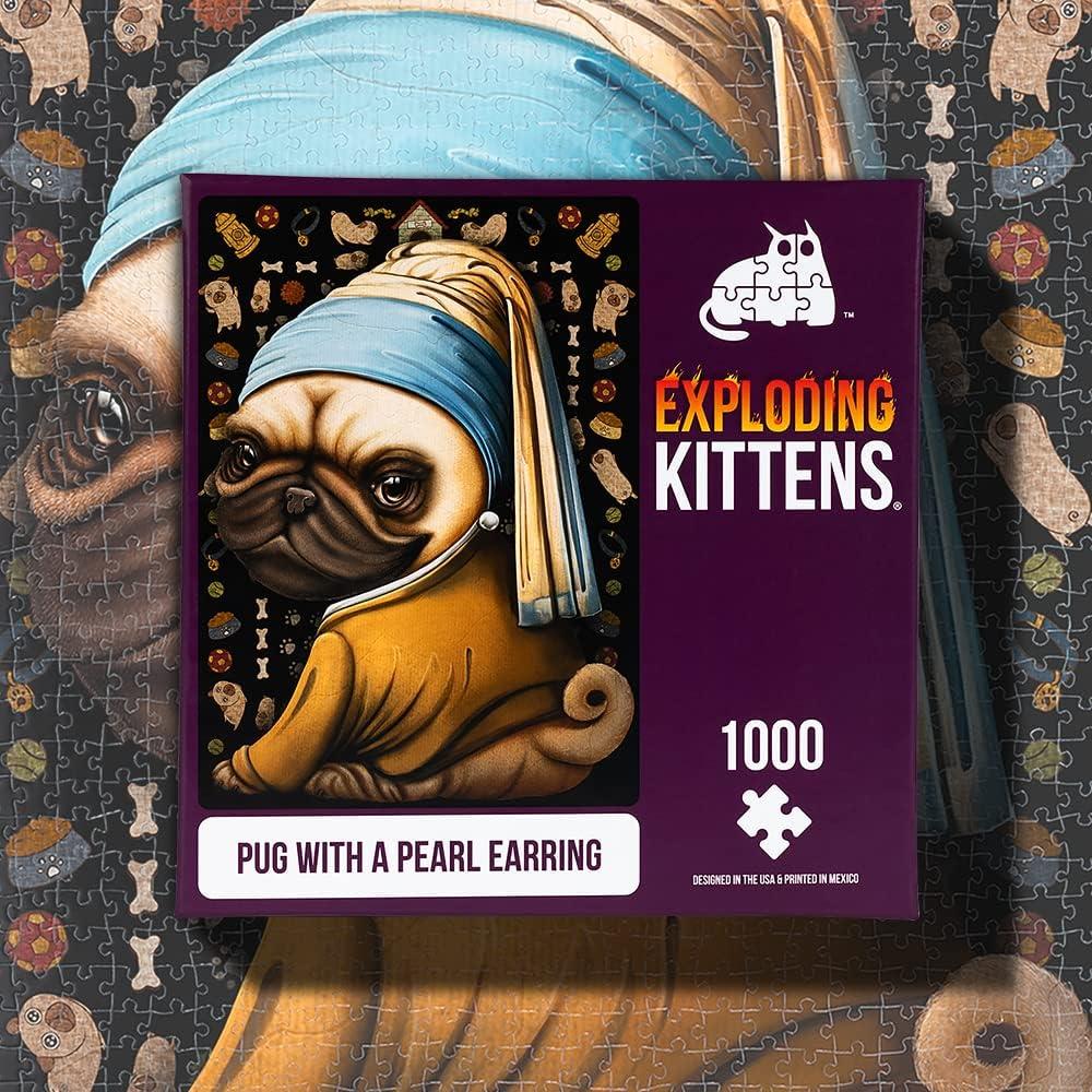 imagePug with a Pearl Earring Jigsaw Puzzle by Exploding Kittens  1000 Pieces Jigsaw Puzzle for Adults Teens and Kids  Dog Puzzle Funny Puzzle Art Puzzle
