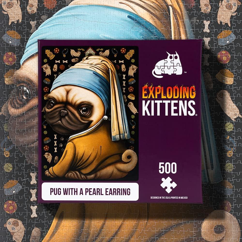 imagePug with a Pearl Earring Jigsaw Puzzle by Exploding Kittens  500 Pieces Jigsaw Puzzle for Adults Teens and Kids  Dog Puzzle Funny Puzzle Art Puzzle