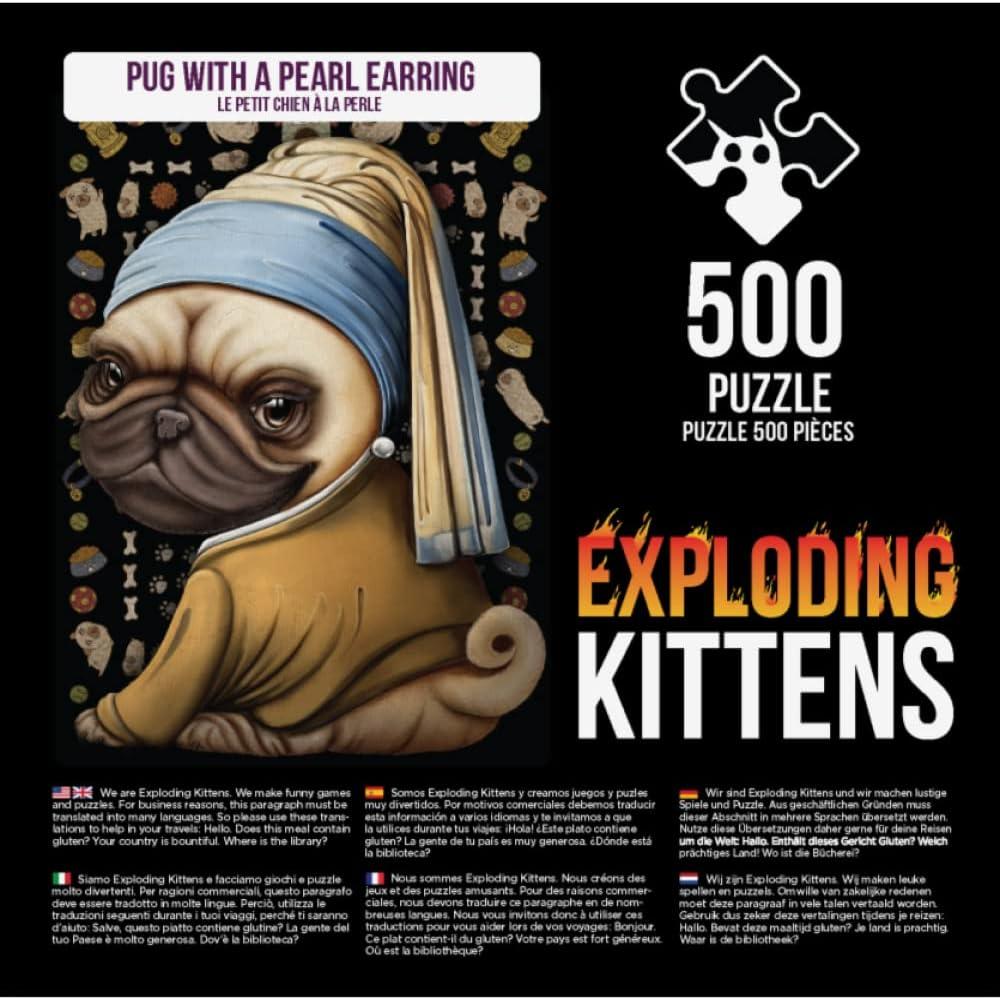 imagePug with a Pearl Earring Jigsaw Puzzle by Exploding Kittens  500 Pieces Jigsaw Puzzle for Adults Teens and Kids  Dog Puzzle Funny Puzzle Art Puzzle