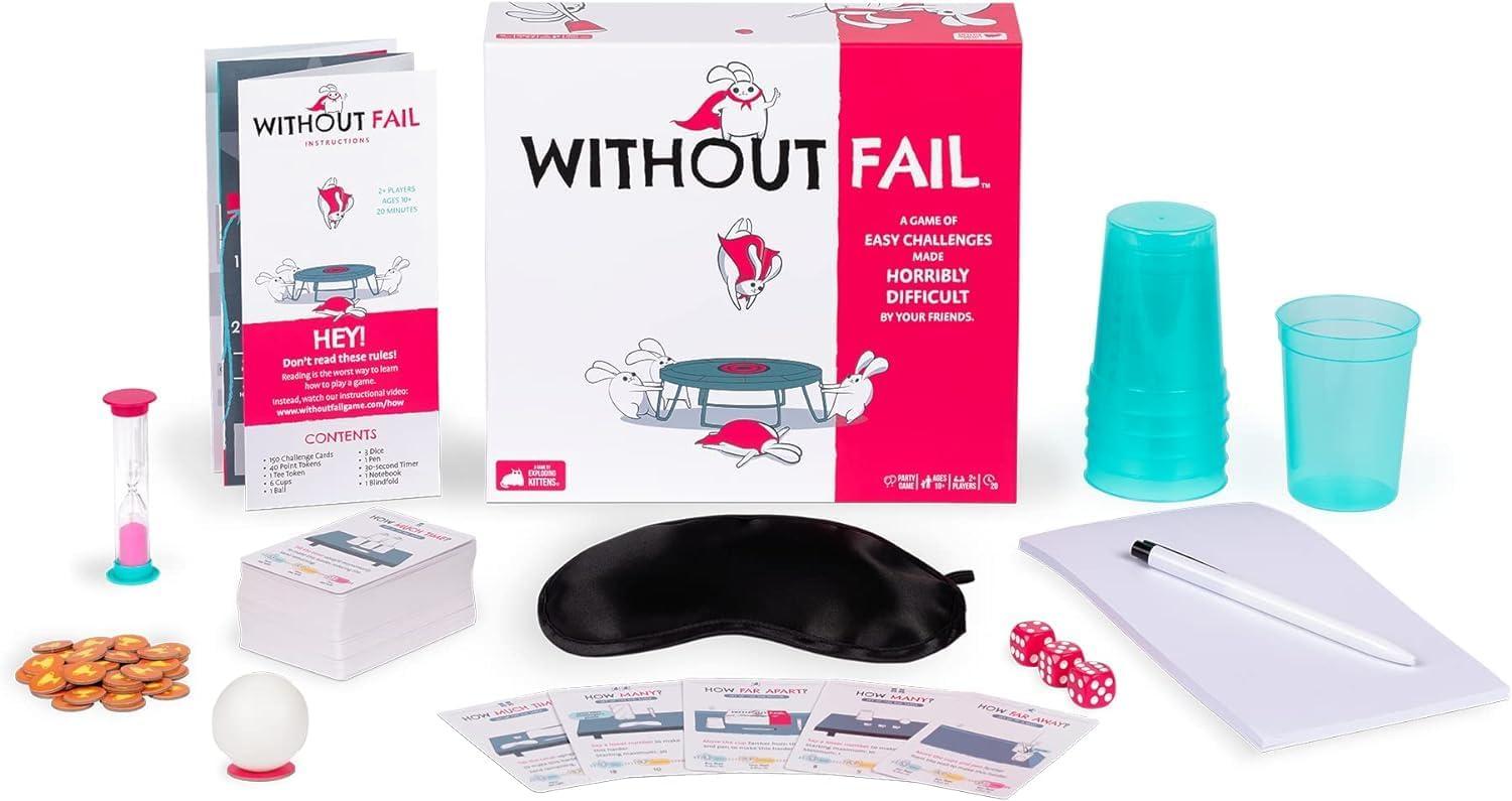 imageWithout Fail by Exploding Kittens  2 Players  Ages 10  20 Minutes to Play  A Game of Easy Challenges Made Difficult Perfect for Couples Date Night and Teen or Adult