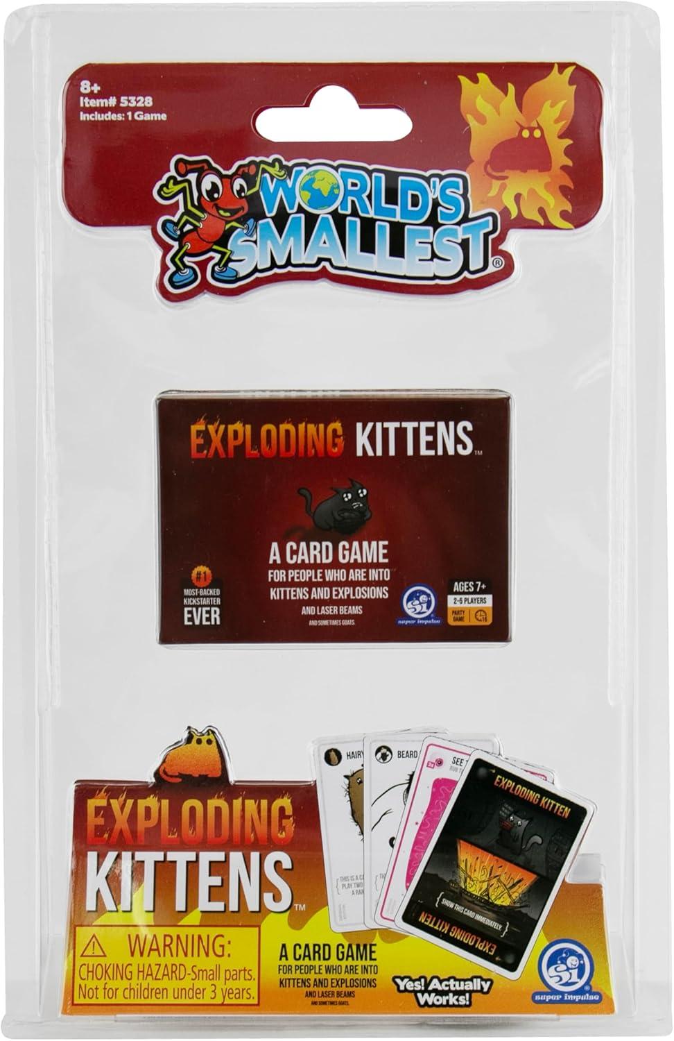 imageWorlds Smallest Exploding Kittens Hilarious Game for Family Game Night in Miniature Size  Travel Game  Funny Card Games  for Ages 8 and up