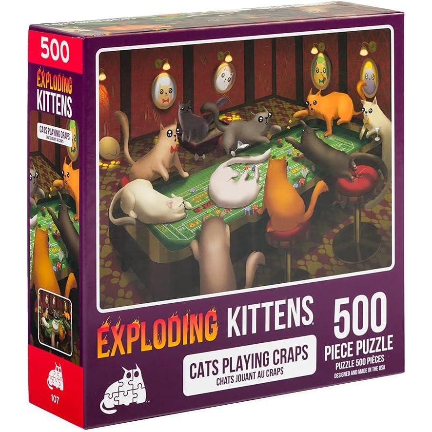 imageCat in The Mirror Jigsaw Puzzle by Exploding Kittens  1000 Pieces Ideal for Adults Teens and Kids  A Funny and Artistic CatThemed PuzzleCats Playing Craps  500 Piece