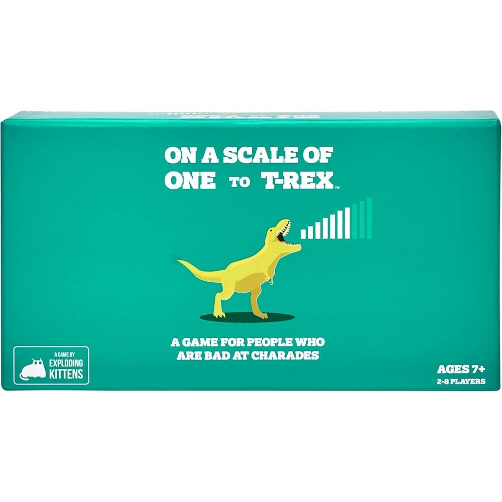 imageExploding Kittens On a Scale of One to TRex 28 Players  Ages 7  15 Minutes to Play  Charades Style Acting Card Game  Party Game Family Game Night Kid and Adult Card GameTRex NEW Game