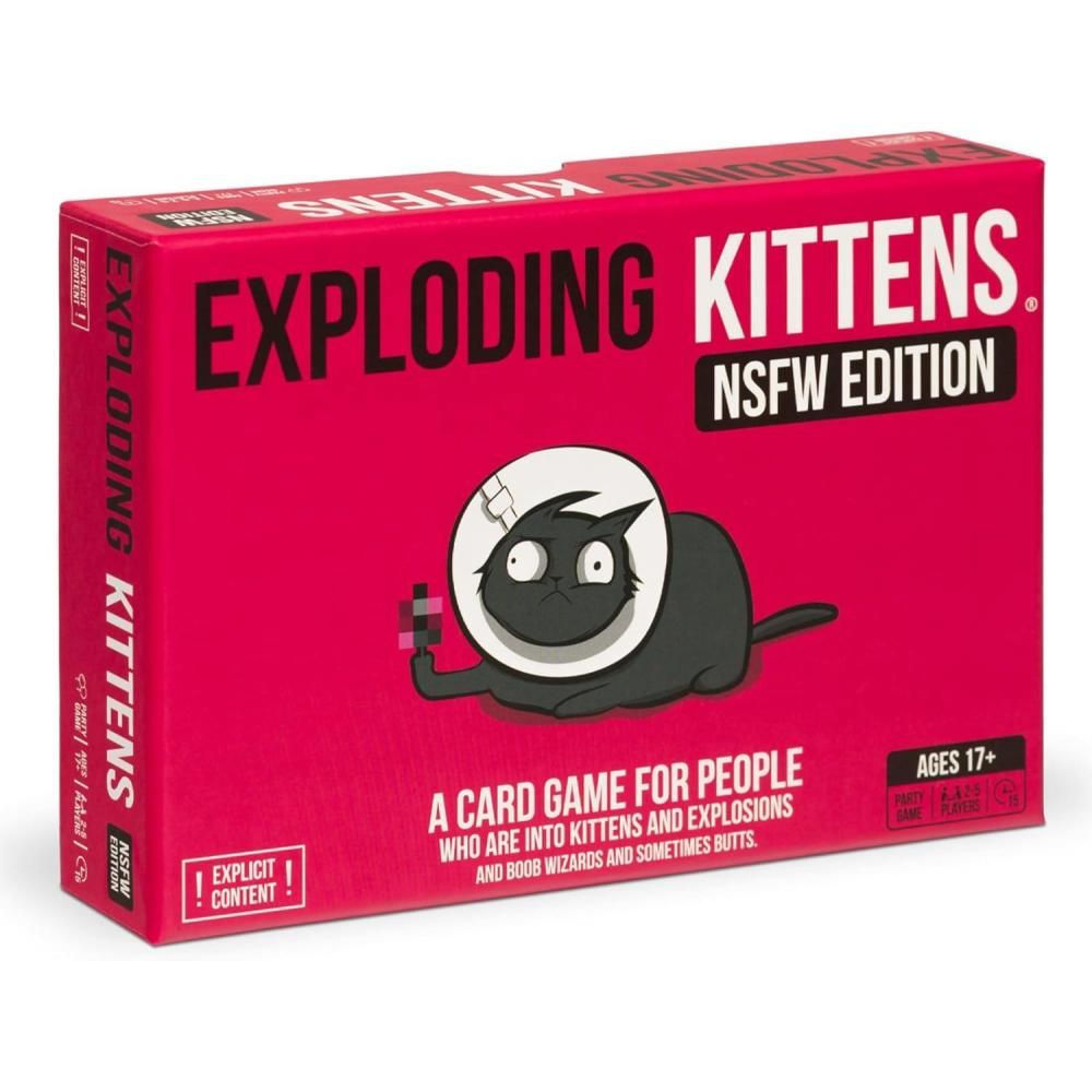 imageExploding Kittens Original Edition in Collectible Tin  Fun ampamp Hilarious Card Game for Kids and Adults Ideal for Party Family Game Night and Party 56 Cards IncludedNSFW Edition