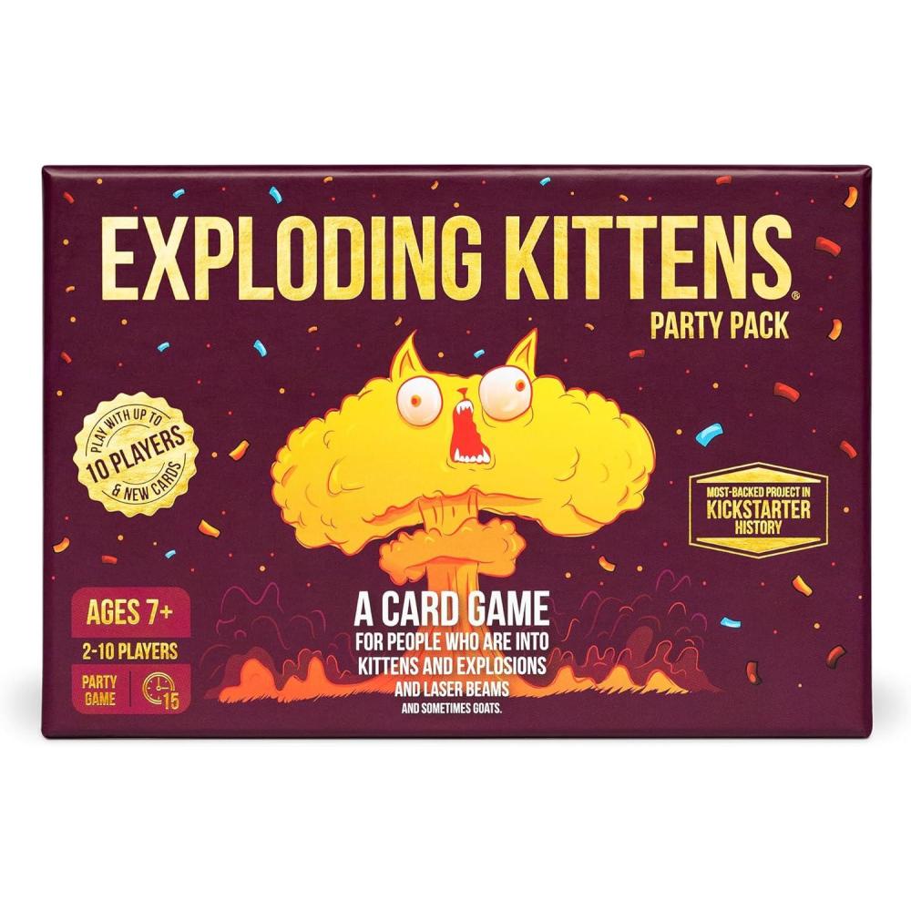 imageExploding Kittens Original Edition in Collectible Tin  Fun ampamp Hilarious Card Game for Kids and Adults Ideal for Party Family Game Night and Party 56 Cards IncludedLarger Party Edition