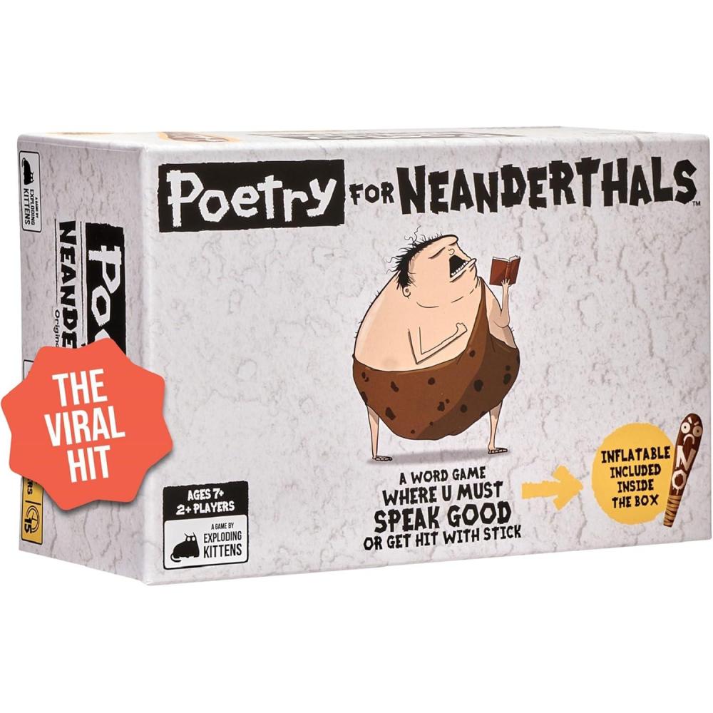 imageExploding Kittens Poetry for Neanderthals 2 Players  Ages 7  15 Minutes to Play  Competitive Word Guessing Game  Party Game Family Game Night Kid and Adult Card GamePoetry for Neanderthals