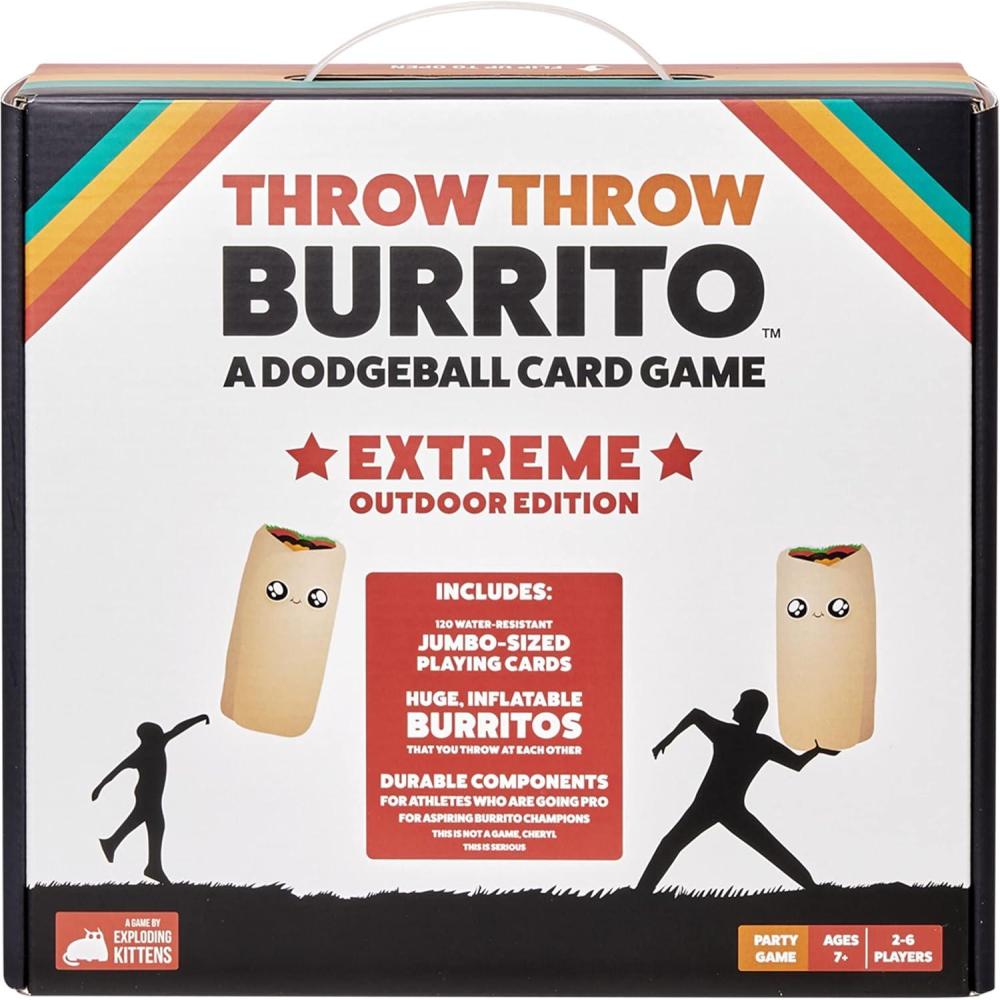 imageExploding Kittens Throw Throw Burrito Extreme Outdoor Edition 26 Players  Ages 7  15 Minutes to Play  Jumbo Dodgeball Card Game  Party Game Family Game Night Kid and Adult Card GameOutdoor Edition