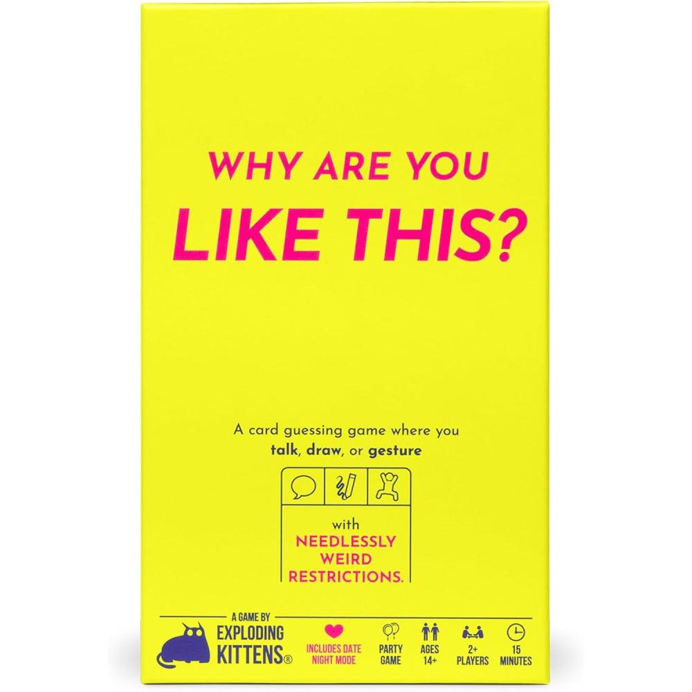 imageExploding Kittens Why are You Like This 2 Players  Ages 14  15 Minutes to Play  Talking Drawing ampamp Gesturing Guessing  Party Family Date Night Couples Game