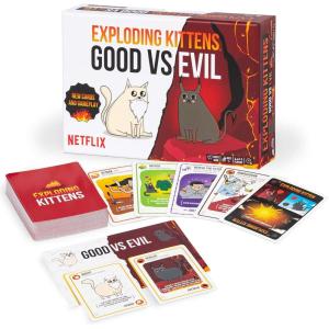 imageExploding Kittens Original Edition in Collectible Tin  Fun ampamp Hilarious Card Game for Kids and Adults Ideal for Party Family Game Night and Party 56 Cards IncludedGood vs Evil