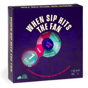 imageExploding Kittens When Sip Hits The Fan 28 Players  Ages 21  10 Minutes to Play  Drinking Game with Spinner  Party Game Adult Game Night Drinking Card Game