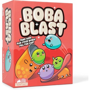 image:imageExploding Kittens Boba Blast 26 Players Age 7 Rapid Fire Game  Flip boba discs into cups with spoon launchers tackle trickshot challenges and race through fast travelready rounds
